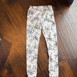 Janie and Jack White Leggings with Black Floral Print